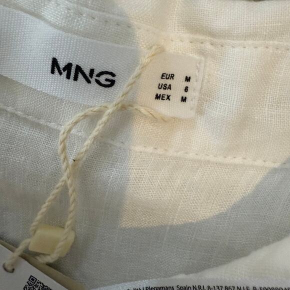 MNG medium Laia linen cap sleeve belted shirt midi dress D1 3066 - Picture 3 of 14